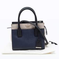 Pre Owned Kate Spade Navy Blue/Off White Saffiano Leather Cameron Street Colorblock Tote