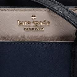 Pre Owned Kate Spade Navy Blue/Off White Saffiano Leather Cameron Street Colorblock Tote