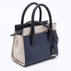 Pre Owned Kate Spade Navy Blue/Off White Saffiano Leather Cameron Street Colorblock Tote