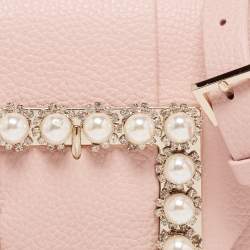 Pre Owned Kate Spade Beige Leather Pearl Embellished Top Handle Bag