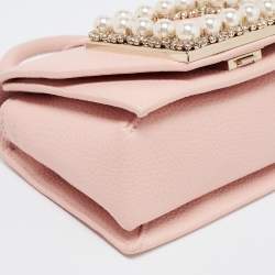 Pre Owned Kate Spade Beige Leather Pearl Embellished Top Handle Bag