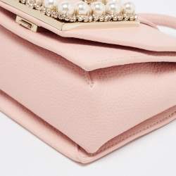 Pre Owned Kate Spade Beige Leather Pearl Embellished Top Handle Bag