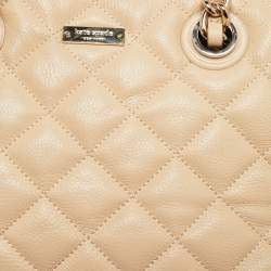 Pre Owned حقيبة كتف كيت سبيد جلد مبطن بيج ميتاليك 