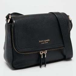Pre Owned Kate Spade Black Leather Run Around Crossbody Bag
