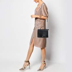 Pre Owned Kate Spade Black/Off White Leather Patterson Drive Medium Maisie Shoulder Bag