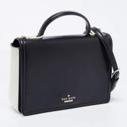 Pre Owned Kate Spade Black/Off White Leather Patterson Drive Medium Maisie Shoulder Bag