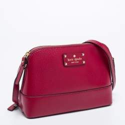 Pre Owned Kate spade Dark Pink Leather Wellesley Hanna Crossbody Bag