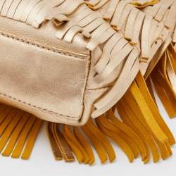Pre Owned Kate Spade Gold Leather Fringe Hula Ida Hula Bag