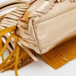 Pre Owned Kate Spade Gold Leather Fringe Hula Ida Hula Bag