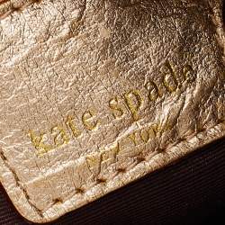 Pre Owned Kate Spade Gold Leather Fringe Hula Ida Hula Bag