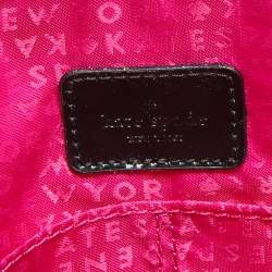 Pre Owned Kate Spade Cream/Black Stripe Patent Leather Tote