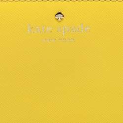 Pre Owned Kate Spade Yellow Leather Zip Around Wallet