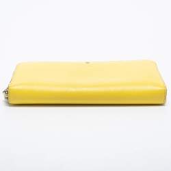 Pre Owned Kate Spade Yellow Leather Zip Around Wallet