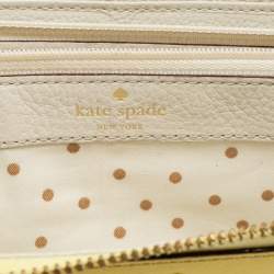 Pre Owned Kate Spade Yellow Leather Zip Around Wallet