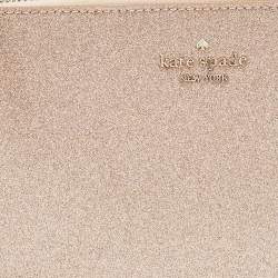 Pre Owned Kate Spade Rose Gold/Pink Glitter and Leather Shoulder Bag