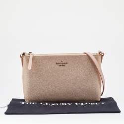 Pre Owned Kate Spade Rose Gold/Pink Glitter and Leather Shoulder Bag