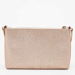 Pre Owned Kate Spade Rose Gold/Pink Glitter and Leather Shoulder Bag