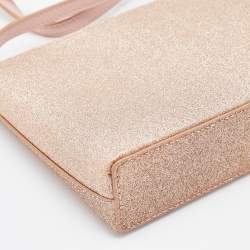 Pre Owned Kate Spade Rose Gold/Pink Glitter and Leather Shoulder Bag