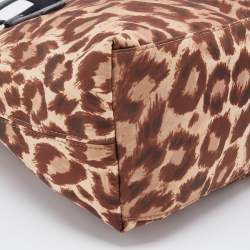 Pre Owned Kate Spade Brown/Black Animal Print Fabric and Leather Tote