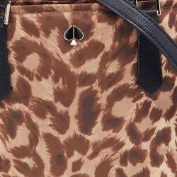 Pre Owned Kate Spade Brown/Black Animal Print Fabric and Leather Tote