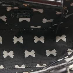 Kate Spade Black/Off White Striped Patent Leather Bow Tote