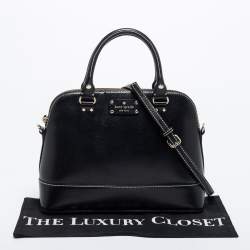 Pre Owned Kate Spade Black Leather Large Wellesley Rachelle Dome Satchel