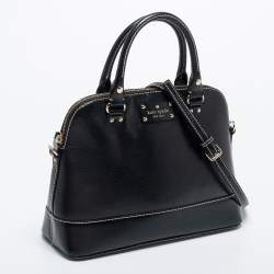 Pre Owned Kate Spade Black Leather Large Wellesley Rachelle Dome Satchel