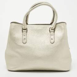 Pre Owned Kate spade Silver Grained Leather Floral Applique Evangelie Larchmont Avenue Satchel