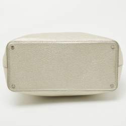 Pre Owned Kate spade Silver Grained Leather Floral Applique Evangelie Larchmont Avenue Satchel