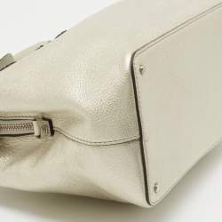 Pre Owned Kate spade Silver Grained Leather Floral Applique Evangelie Larchmont Avenue Satchel