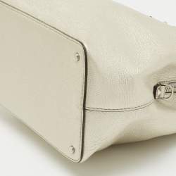 Pre Owned Kate spade Silver Grained Leather Floral Applique Evangelie Larchmont Avenue Satchel