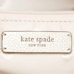 Pre Owned Kate spade Silver Grained Leather Floral Applique Evangelie Larchmont Avenue Satchel