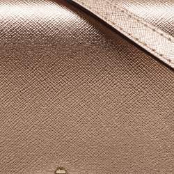 Pre Owned Kate Spade Metallic Rose Gold Leather Flap Crossbody Bag