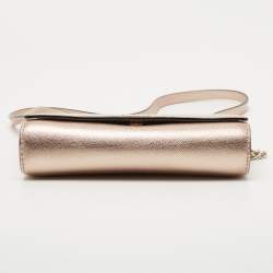 Pre Owned Kate Spade Metallic Rose Gold Leather Flap Crossbody Bag