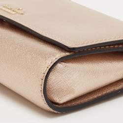 Pre Owned Kate Spade Metallic Rose Gold Leather Flap Crossbody Bag