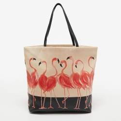 Kate Spade Black/Orange Coated Canvas and Leather Flamingo Tote
