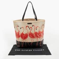 Kate Spade Black/Orange Coated Canvas and Leather Flamingo Tote