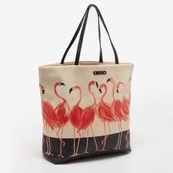 Kate Spade Black/Orange Coated Canvas and Leather Flamingo Tote