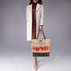 Kate Spade Black/Orange Coated Canvas and Leather Flamingo Tote