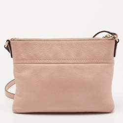 Pre Owned Kate Spade Pink Leather Zip Crossbody Bag