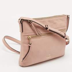 Pre Owned Kate Spade Pink Leather Zip Crossbody Bag