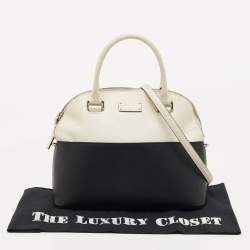 Pre Owned Kate Spade Black/White Leather Groove Street Carli Satchel