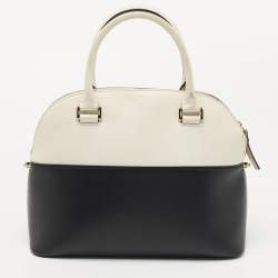 Pre Owned Kate Spade Black/White Leather Groove Street Carli Satchel