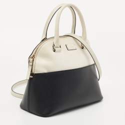 Pre Owned Kate Spade Black/White Leather Groove Street Carli Satchel