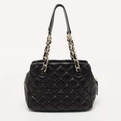 Pre Owned Kate Spade Black Quilted Shimmer Leather Elizabeth Shoulder Bag