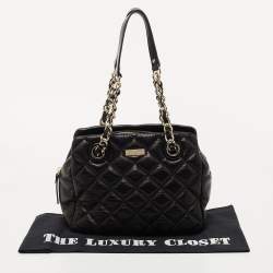 Pre Owned Kate Spade Black Quilted Shimmer Leather Elizabeth Shoulder Bag