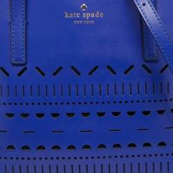 Pre Owned Kate Spade Blue Laser Cut Leather Satchel