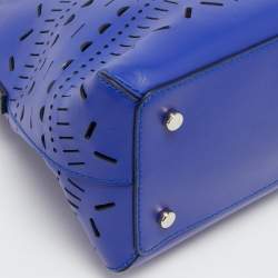 Pre Owned Kate Spade Blue Laser Cut Leather Satchel