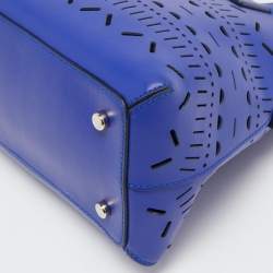 Pre Owned Kate Spade Blue Laser Cut Leather Satchel