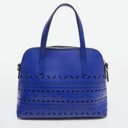 Pre Owned Kate Spade Blue Laser Cut Leather Satchel